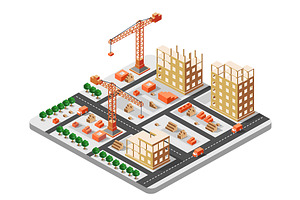 Isometric Construction Building