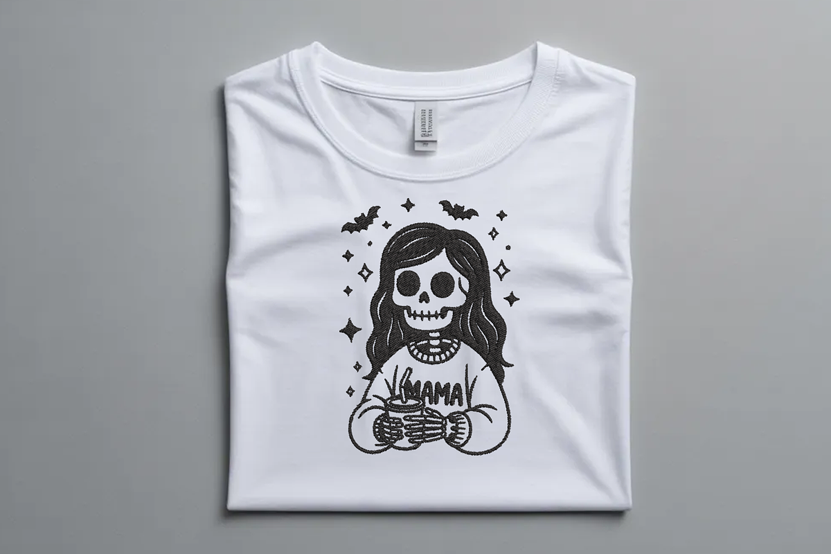 Skeleton Mama Coffee Embroidery, an Illustration by Purpose Ekbal (Photo 2 of 3)