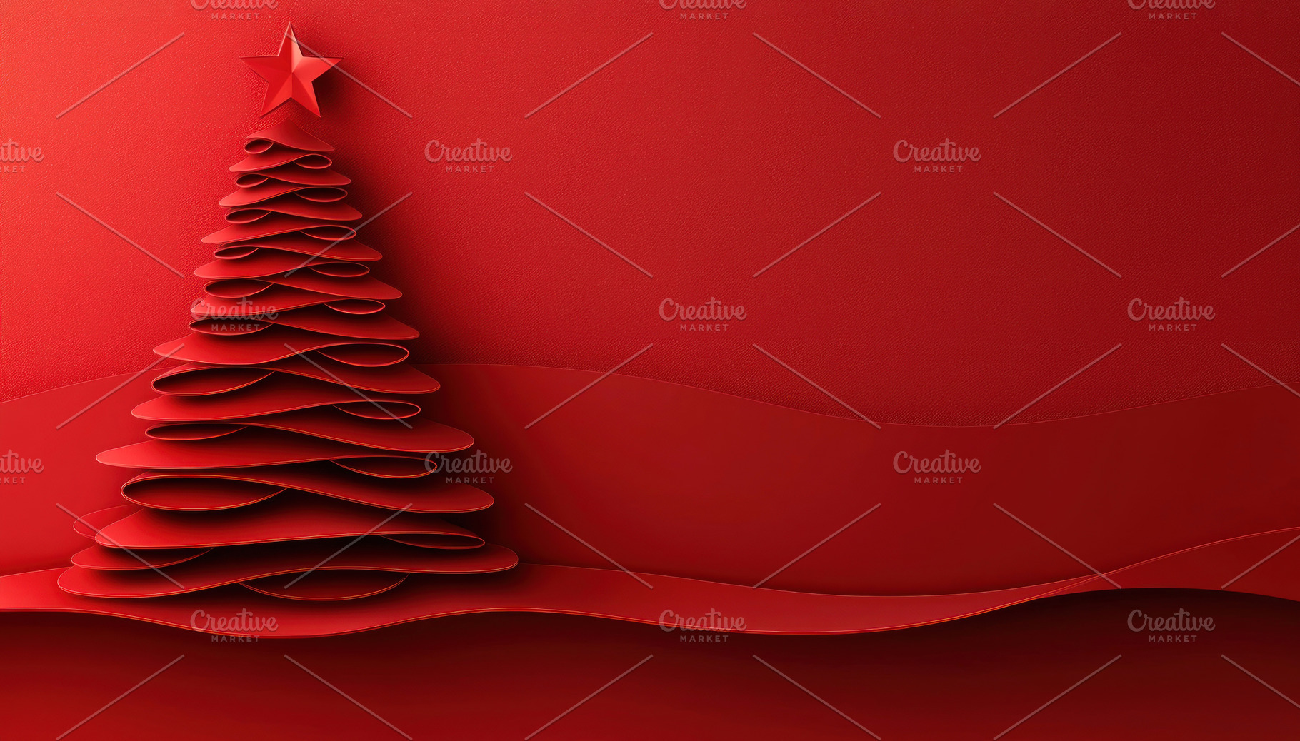 Abstract red Christmas tree with layered paper effect and star o, an Animal Photo by José Manuel Gelpi