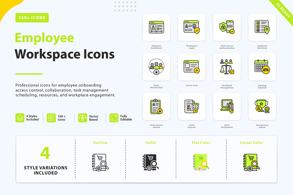 Employee Workspace Management Icons, an Outline Icon by vexper (Photo 1 of 7)