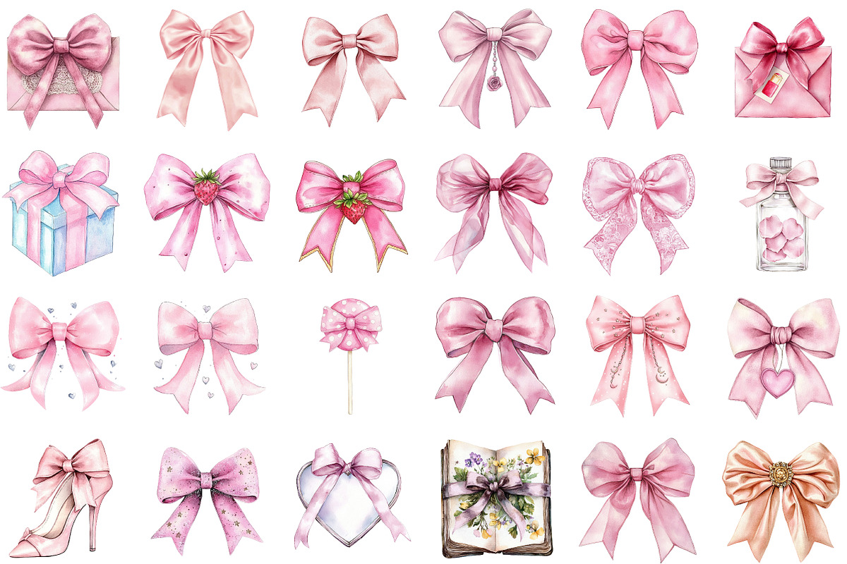 Coquette Pink Bow Clipart, an Illustration by Sublimation Artist (Photo 2 of 6)