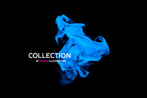 Vector blue ink shapes