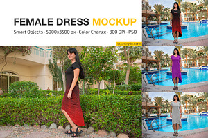 Fashion Female Dress Mockup Set, a Shirt Mockup by Country4k