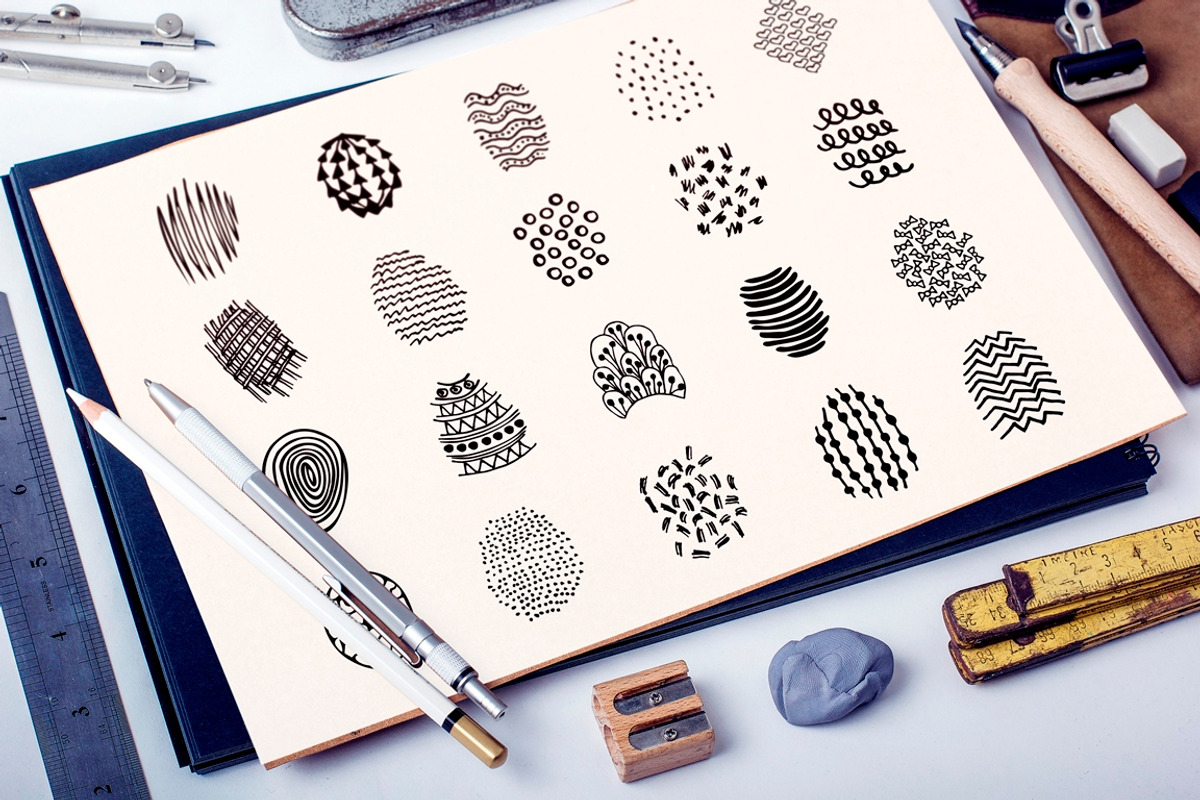 Doodles Texture Elements & Cards, a Texture Graphic by IRSYART (Photo 2 of 5)