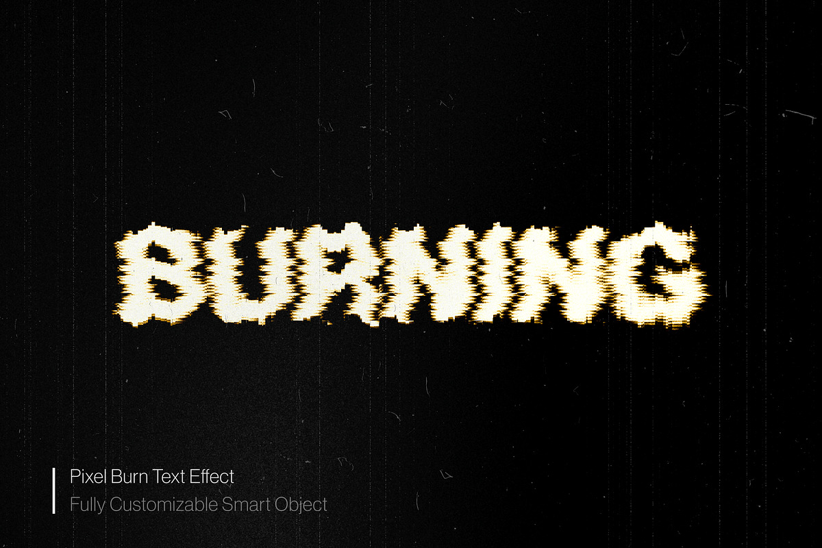 Pixel Burn Text Effect (PSD), a Layer Style Add-On by Posterfello (Photo 1 of 4)