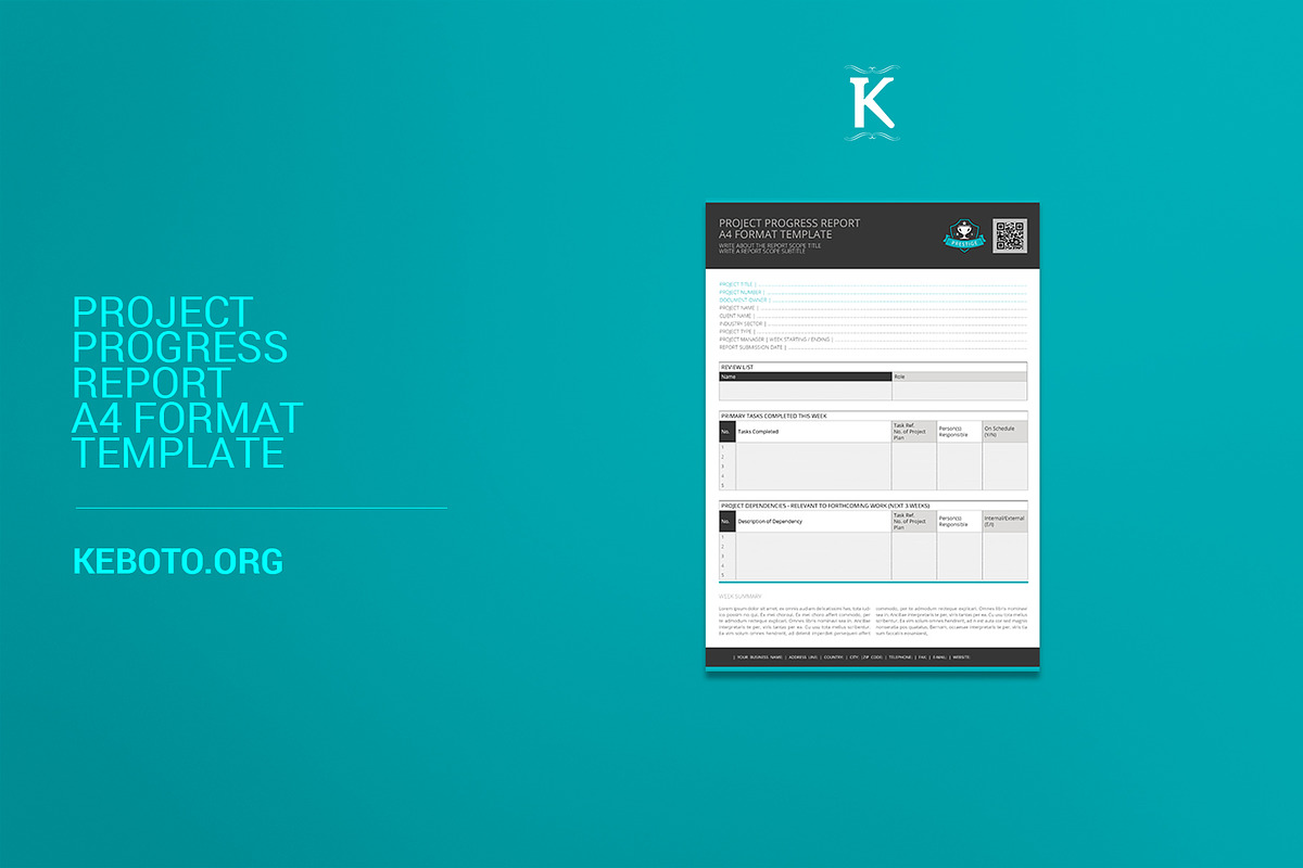 Project Progress Report A4 Format, a Templates & Theme by Keboto