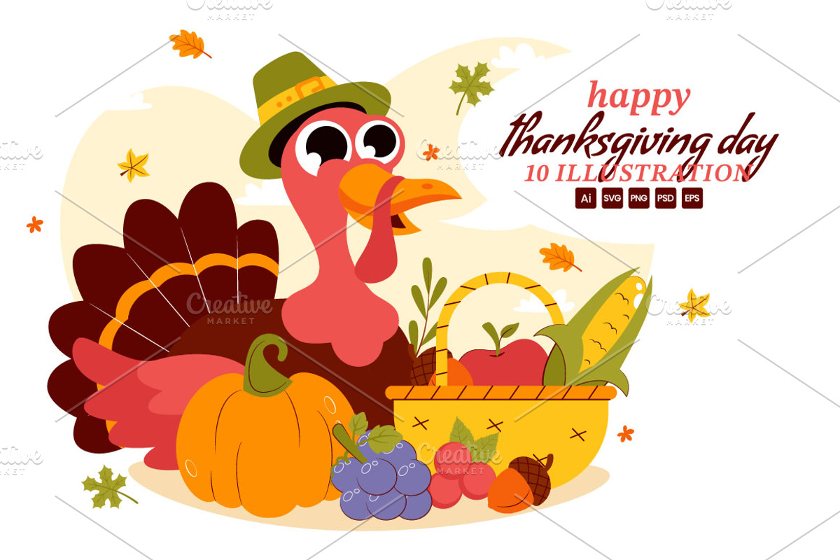 10 Thanksgiving Day Illustration, a Seasonal Illustration by denayunebgt (Photo 1 of 4)