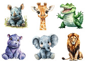 Safari Animals Clipart Bundle, an Illustration by SinaCreation (Thumbnail 3 of 5)