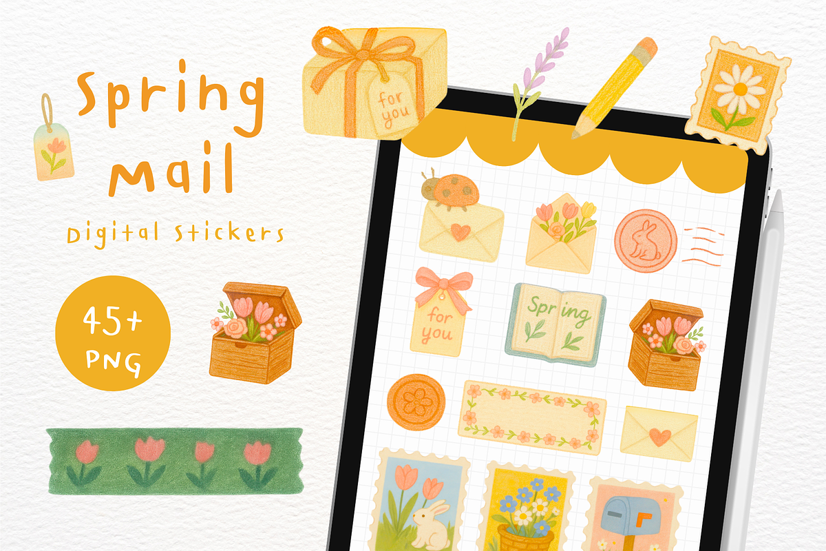 Spring Mail Goodnotes Stickers, an Illustration by mimimeow (Photo 1 of 3)