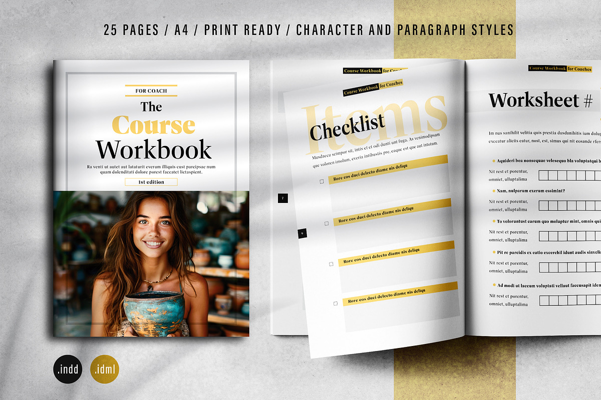 Course Workbook Print Layout, a Brochure Template by Grkic Creative (Photo 1 of 13)