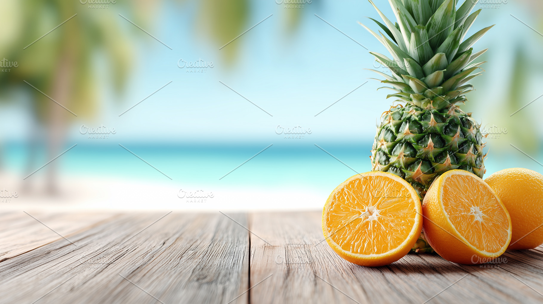 Fresh pineapple and juicy oranges, a Nature Photo by MistyDay