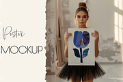 BALLERINA Holding Poster Mockup, a Household Mockup by MOAROShop (Thumbnail 1 of 6)