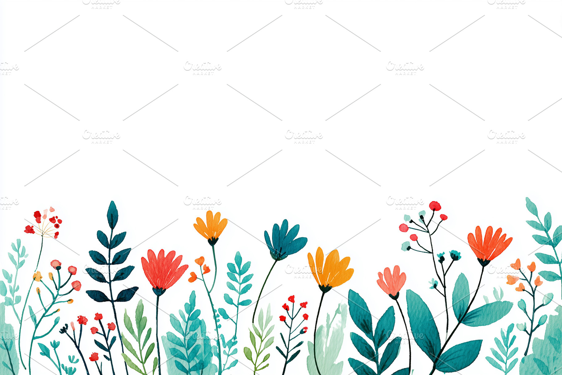 Vibrant watercolor floral border in, a Nature Photo by MistyDay