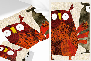 Modern Art Owl Collages