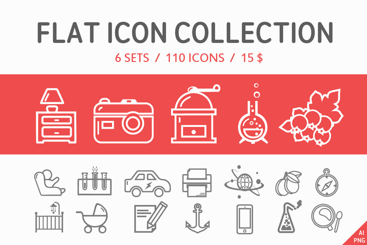 110 Flat icon collection (6 set)