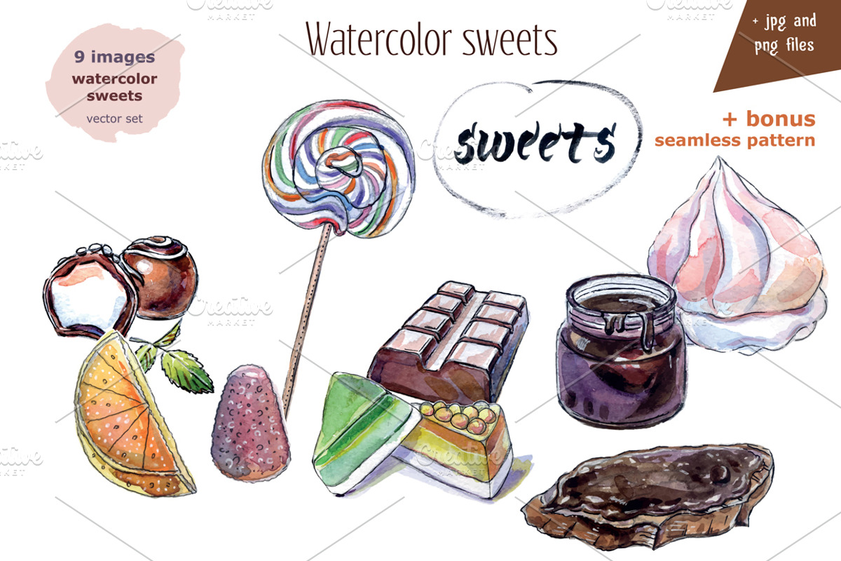 Watercolor sweets, a Food Illustration by miminoshka (Photo 4 of 10)