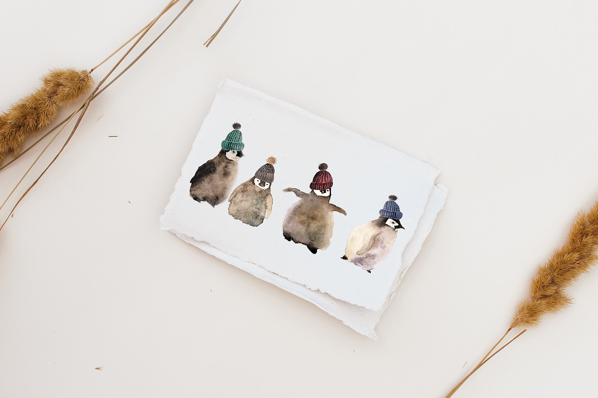 Cute penguins chicks watercolor set., an Animal Illustration by Bychovsky design (Photo 7 of 9)
