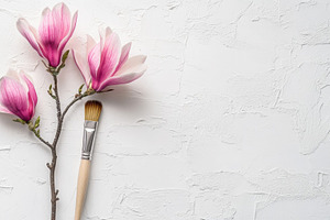 Brush on white: Magnolia flowers, a Photo by Beautiful things
