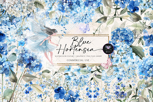 Hortensia Watercolor Clipart, an Illustration by BigCakeBee