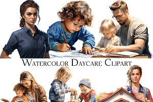 Watercolor Daycare Clipart