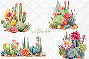 Watercolor cactus Clipart Succulent, a Decorative Illustration by LeCoqDesign (Thumbnail 2 of 5)