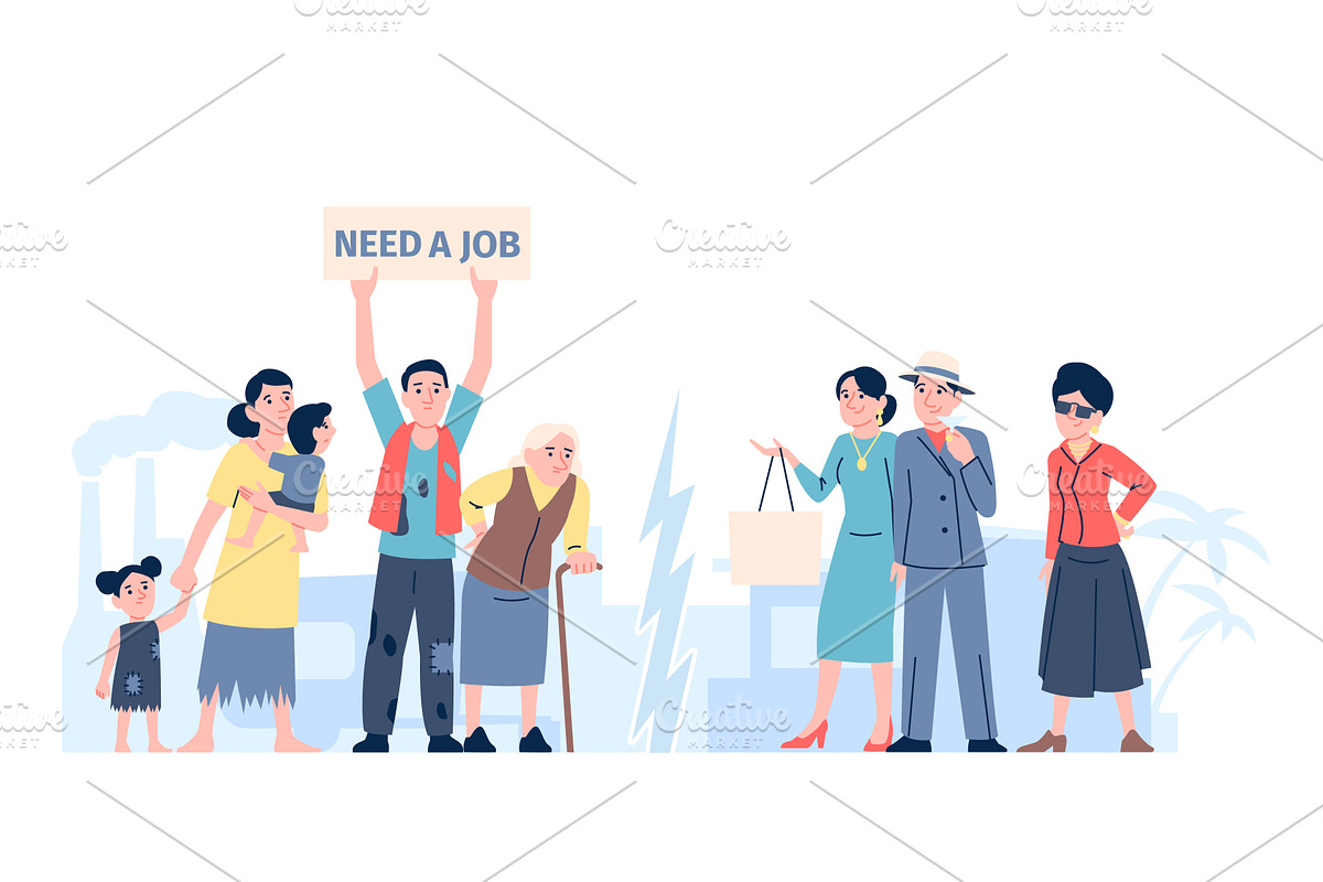 Social inequality. Rich vs poor, a Finance Illustration by LadadikArt