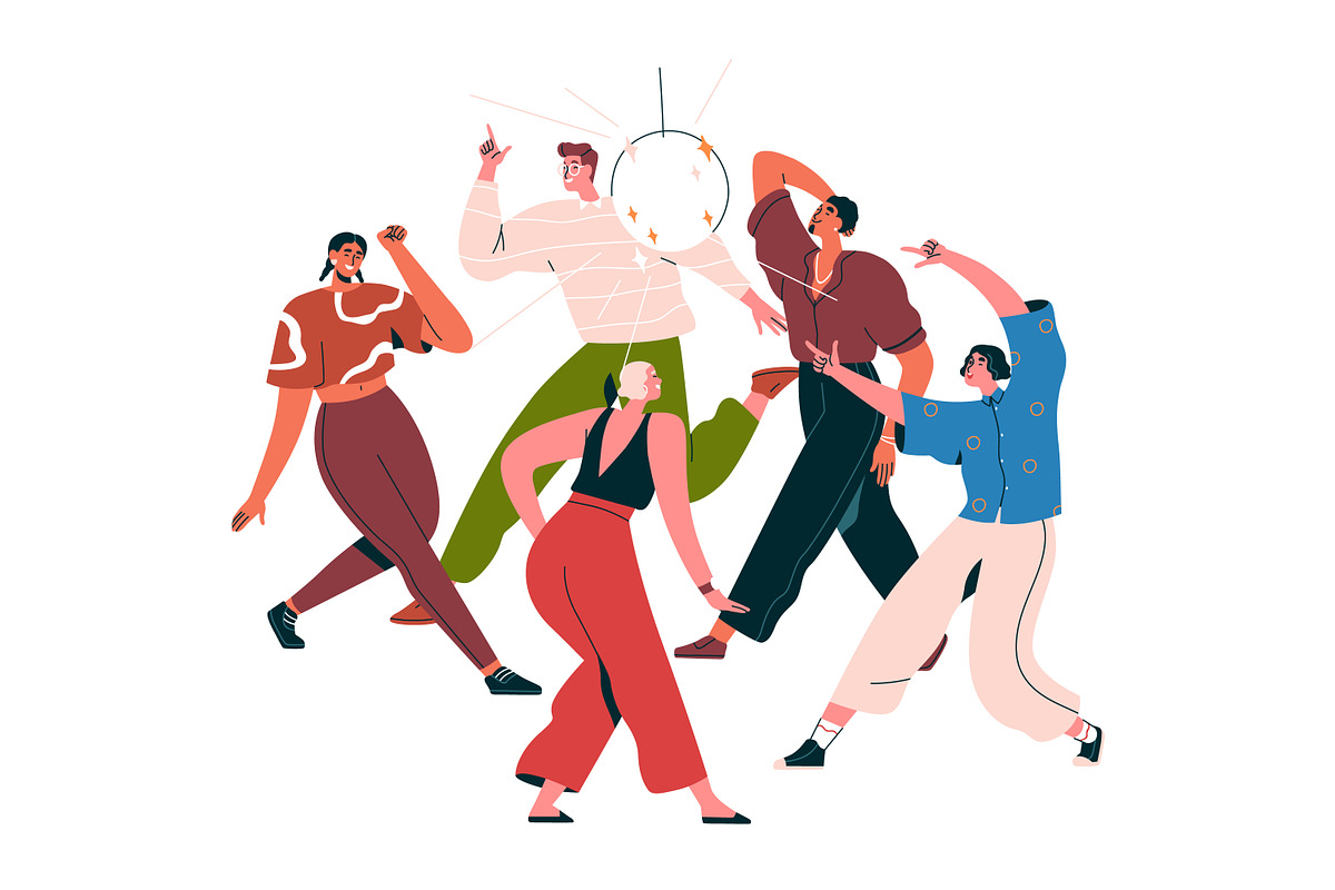 Happy people dancing at party set, a Person Illustration by Good Studio (Photo 10 of 14)