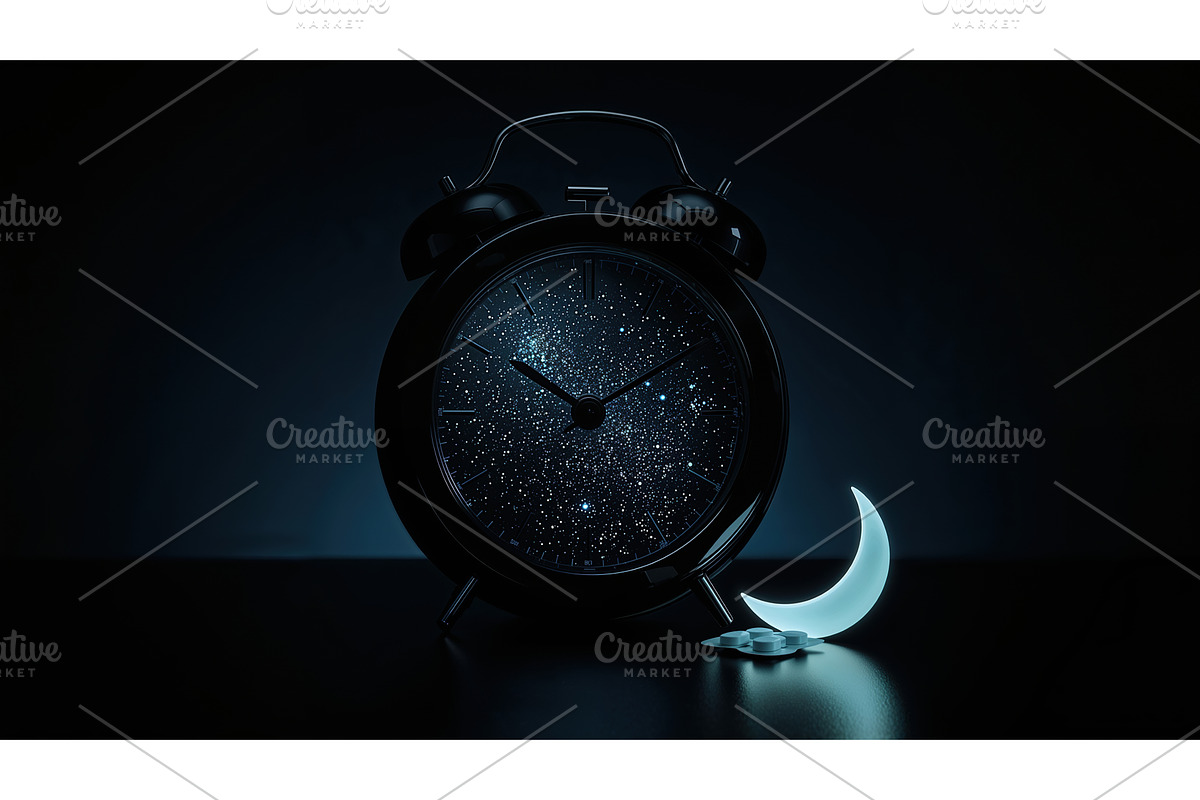 Vintage alarm clock with starry, an Illustration by tilialucida