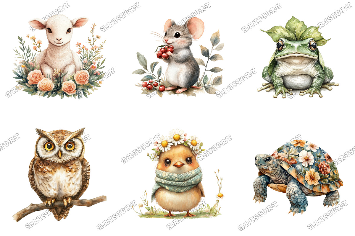 Garden Pals Watercolor Clipart, an Illustration by designcity5 (Photo 3 of 5)