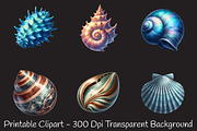 Ocean Sea Shell Sublimation Clipart, an Illustration by RobertsArt (Thumbnail 7 of 7)