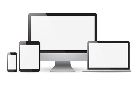 Set realistic Monitors laptop tablet