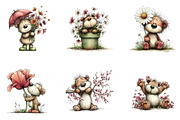 Whimsical Bear Spring Floral Clipart, an Illustration by CreationArt (Thumbnail 5 of 5)