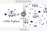 Cute pattern with space and animal, a Pattern Graphic by lindoet23 (Thumbnail 1 of 4)