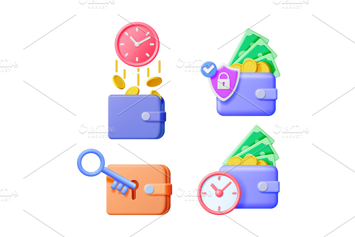 Set of 3d vector illustrations of, a Finance Illustration by Abscent