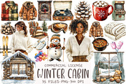 Christmas Winter Cabin Clipart, an Illustration by OK Design (Thumbnail 1 of 5)