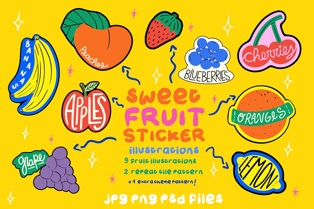 Sweet Fruit Sticker Illustrations, a Food Illustration by Liviana Shop (Photo 3 of 4)