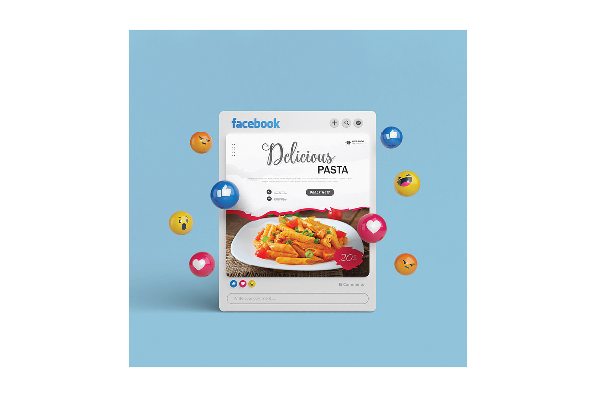 Pasta Flyer Design Template, a Flyer Template by YUDesignStore (Photo 4 of 6)