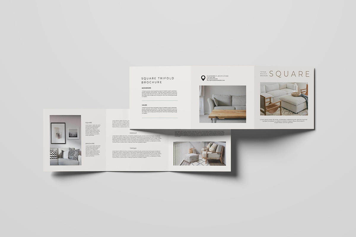 Square Trifold Brochure Mockup, an Advertising Mockup by Lxadesign (Photo 6 of 13)