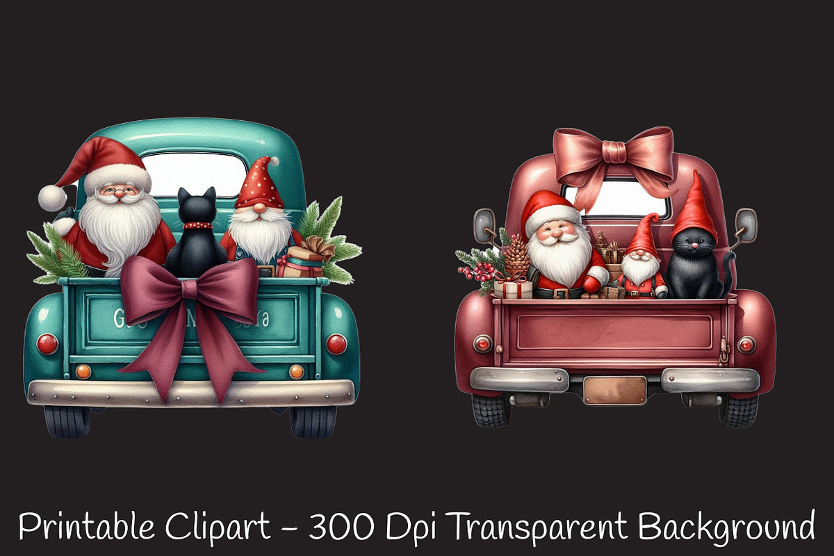 Christmas Gnome And Truck Clipart, an Illustration by RobertsArt (Photo 5 of 7)
