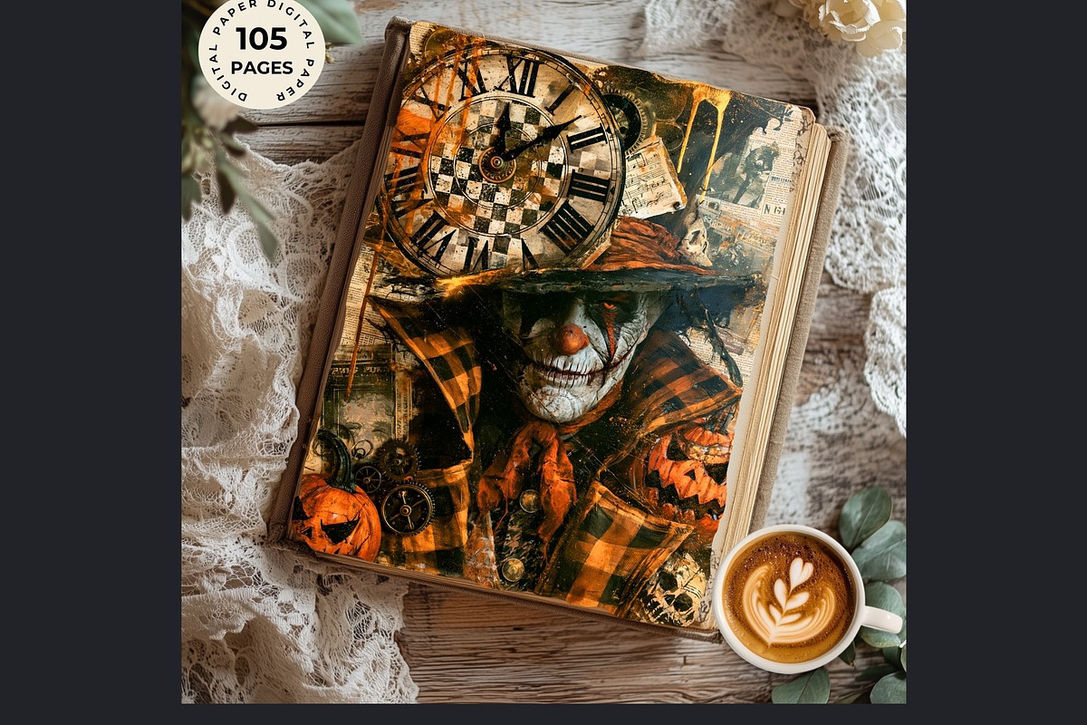Vintage Dark Halloween Digital Paper, a Seasonal Illustration by ThatsDesignArt (Photo 15 of 16)