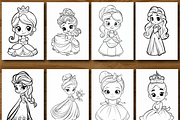 Princess Coloring Pages for Kids, an Illustration by Design Zone (Thumbnail 5 of 7)