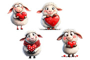 Valentine's Day Sheep Clipart Bundle, an Illustration by Dream Creation (Thumbnail 5 of 5)