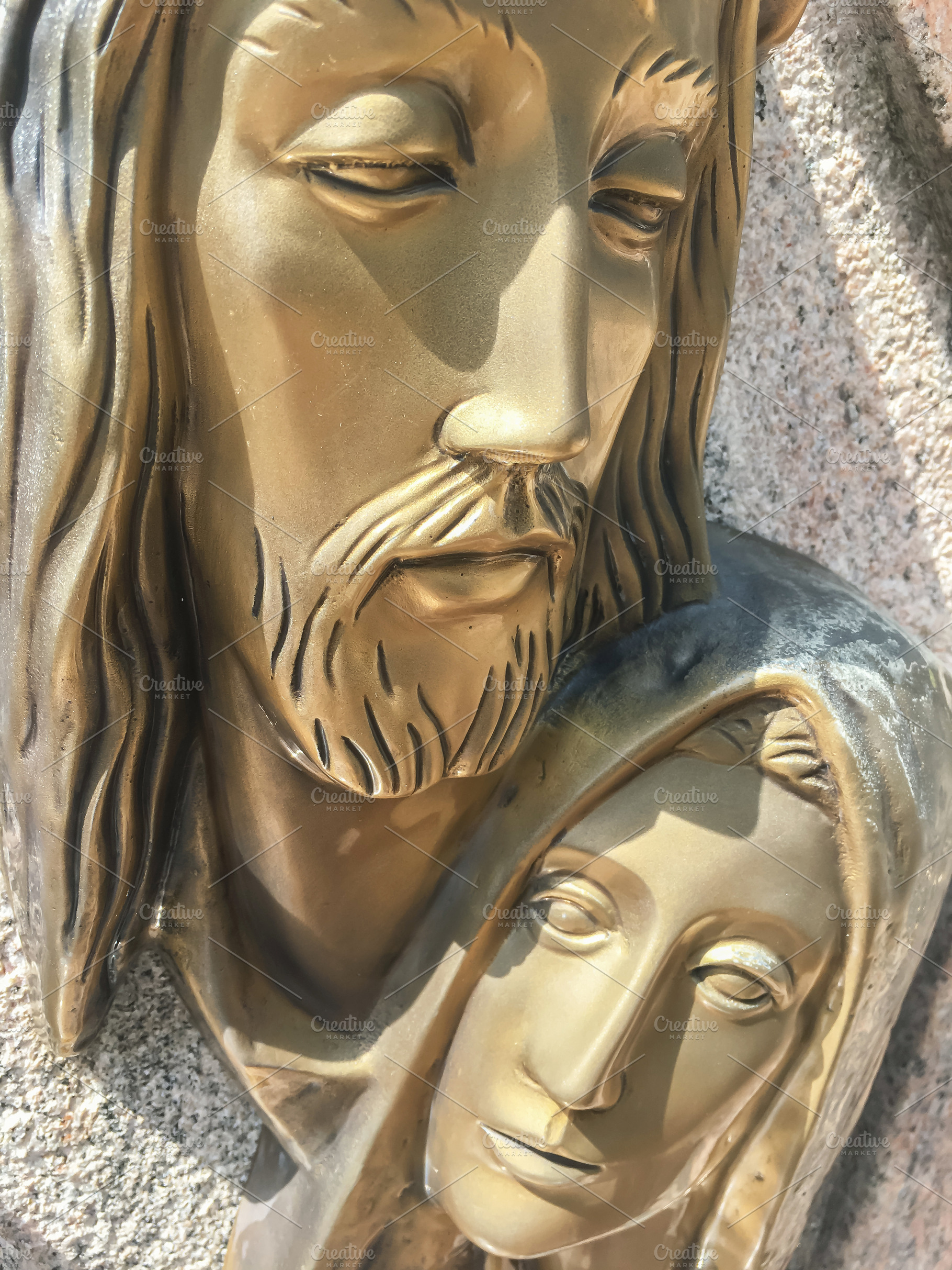 Mary and Jesus bronze statue, an Abstract Photo by KYNA STUDIO