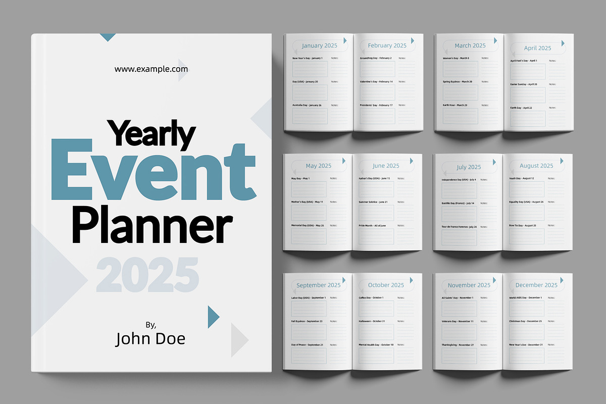 Yearly Event Planner 2025, a Stationery Template by ContestDesign (Photo 1 of 3)