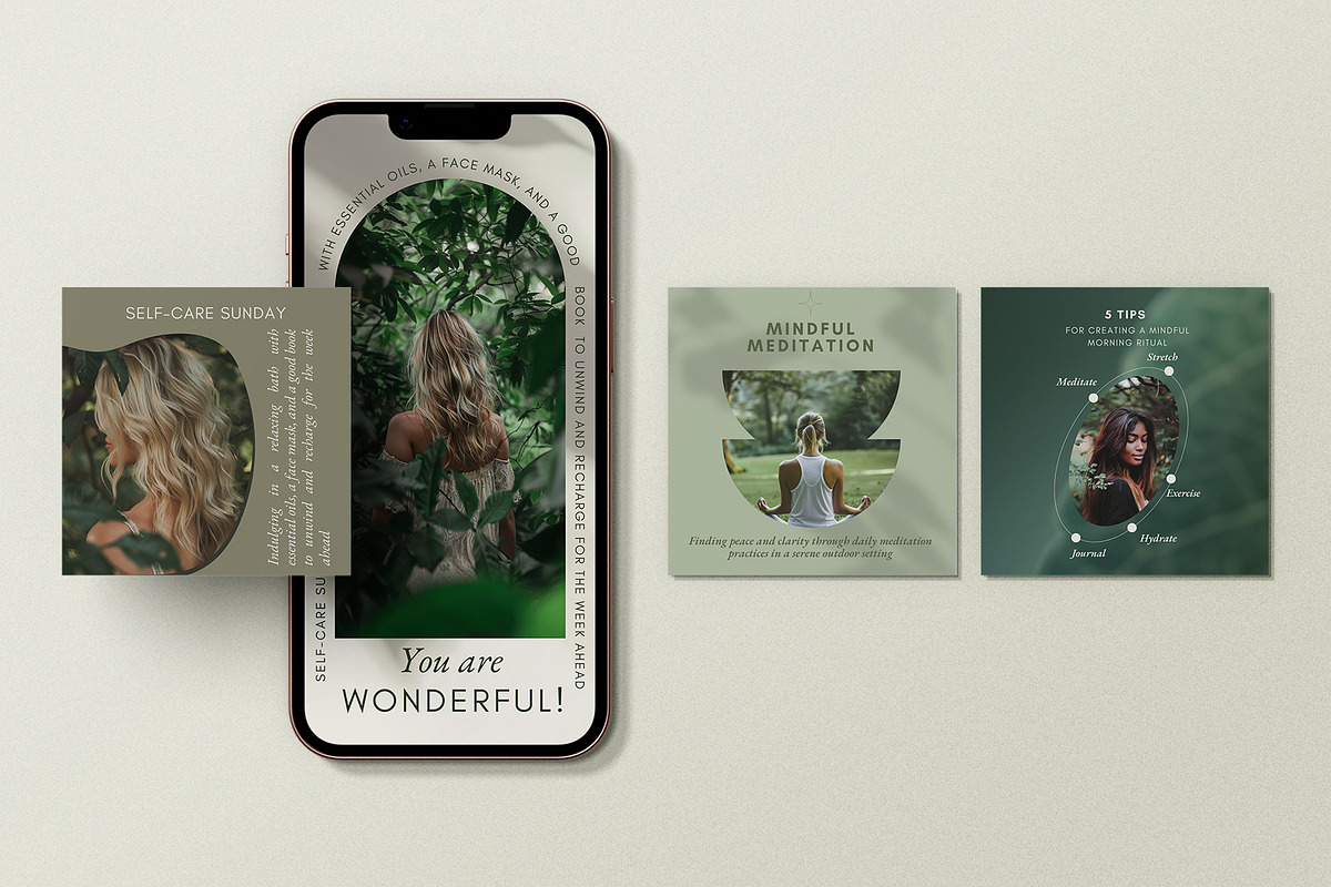 Natural Harmony Social Kit Templates, a Social Media Template by Elena Dorosh (Photo 3 of 13)