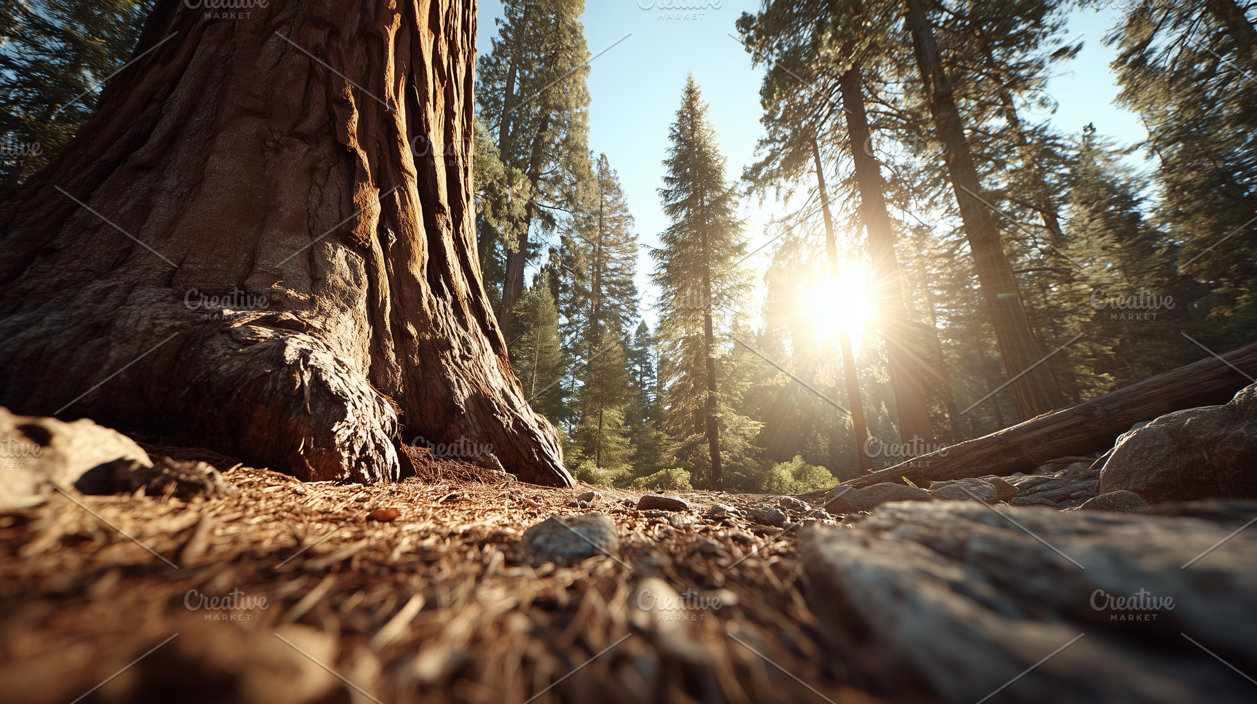 Majestic sequoia tree towering over, a Nature Photo by MistyDay