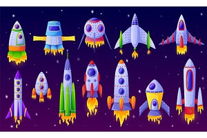 Cartoon Spaceships. Futuristic