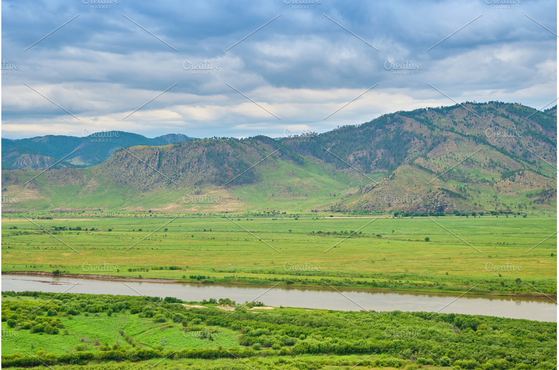 View of the Selenga River from Mount, an Architecture Photo by PhotoXab