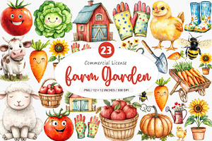 Cute Farm Garden Clipart, an Illustration by SinaCreation