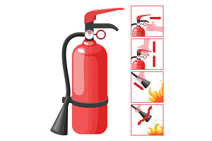 Fire extinguisher instruction, an Illustration by Things for designers